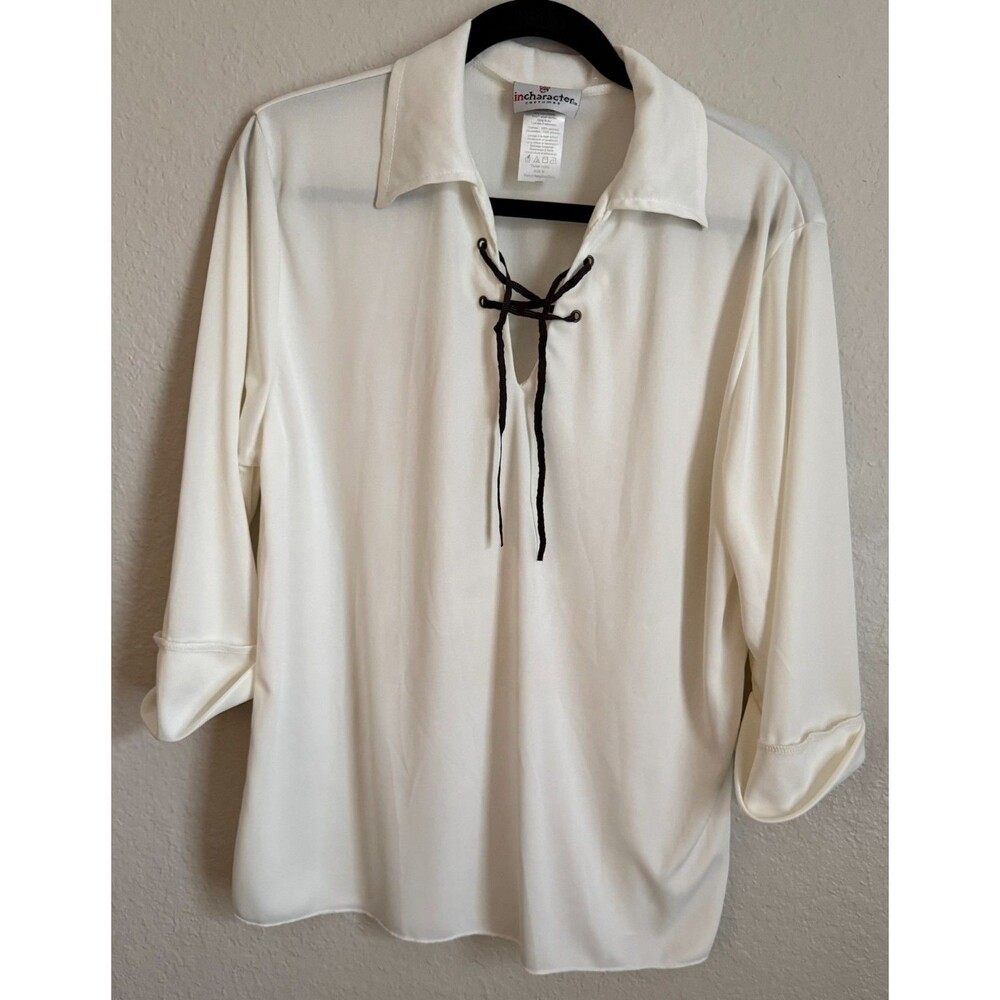 InCharacter Costumes Women's Renaissance Pirate Lace Up Ivory Blouse Size M